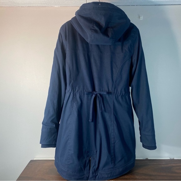 Hollister Heritage Col Larg Navy Blue Parka Coat  Hooded Fall Winter Jacket - Picture 2 of 11